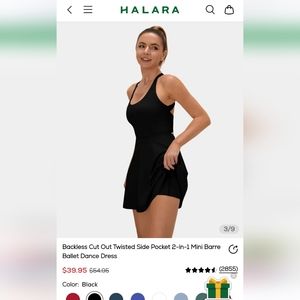 New: Halara Dress - built in bra and pocket shorts - cut out back - Size small